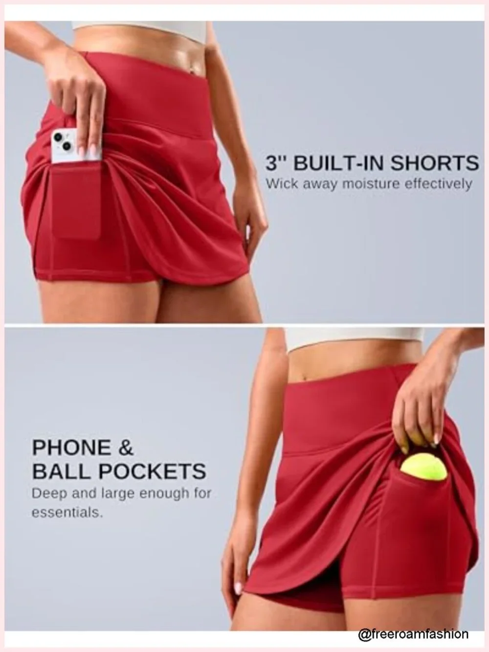 Women's High Waisted Skort with Built-in Shorts 14in A-Line Athletic Tennis Golf